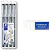 Staedtler 308 Wp4 Penna Fineliner, Nero & Mars Plastic 526 53 Gomma, 40 X 19 X 13 Mm, Confezione Da 3