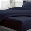 Sleepdown Lenzuolo con angoli in 100% rasatello di cotone, morbido e accogliente, profondità 25 cm, 300 fili, biancheria da letto di lusso, colore: blu navy, matrimoniale, 5056242826057