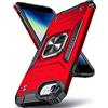DASFOND Cover Compatibile con iPhone SE 2022/SE 2020/7/8/6/6S,Grado Militare Test di Caduta da 15 Piedi,Cavalletto Rotante a 360 ° Piastra Metallica Magnetica per Supporto da Auto, Rosso