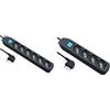 Electraline 62074 Multipresa, Nero, 6 Posti & 62073 Multipresa 4 Posti Polivalenti (Schuko + 10/16A) Con Interruttore-Cavo 1,5 M Nero