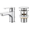 Grifema G11003 - Mezclador Monomando Lavado Latón,Cromo & Ibergrif, Scarico Lavabo Bagno Universale Pop Up 1/4 '', Valvola Piletta Lavandino Click Clack