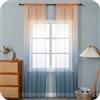 GIRASOLE HOME Coppia Tende Voile Semi Trasparenti Colore Sfumato Giallo e Grigio Tenda per Soggiorno Camera Cameretta Cucina e Interni 2 Pannelli con Tasca 70x258cm