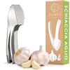 Oliver's Kitchen Schiaccia Aglio Premium Oliver's Kitchen ® - Spremiaglio Facile da Usare e da Pulire - Schiaccia Aglio e Zenzero Senza Fatica e Senza Sbucciare - Resistente e Durevole