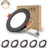 BAGZY 5x Faretti LED da Incasso per Cartongesso,5W Luci Ultrasottili da Soffitto e per l'illuminazione da Interno IP44,Bianco Naturale 4000K,500 Lumen,AC 220-240V,Foro Incasso 70-80mm(Nero)