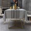 Pahajim Tovaglia Antimacchia Quadrata Tovaglia Cotone Lino Copritavolo Moderno Elegante Lavabile Tassel Design Decorazioni per il Tavolo della Cucina(Strisce Grigie,140x140cm)