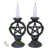 Nemesis Now Wiccan - Set di 2 candelabri pentagramma in resina, 15 cm, colore: Nero