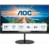 AOC AOC Q24V4EA - Monitor a LED - 24 (23.8 visualizzabile) - 2560 x 1440 QHD @ 75 Hz - IPS - 250 cd/m² - 1000:1 - 4 ms - HDMI, DisplayPort - altoparlanti - nero Q24V4EA