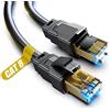 Akake Cavo Ethernet Cat 8, 0,5 m, 1 m, 2 m, 3 m, 5 m, 6 m, 9 m, 12 m, 15 m, 18 m, 30 m, cavo di rete Internet ad alta velocità, cavo LAN professionale schermato a parete, interno ed (12M), Nero