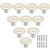 Chstarina 10 Pezzi Bianca Pomelli per Mobili 35mm Retro Pomelli per Porta Pomoli per Mobile Manopole per Mobili Cucina in Lega Alluminio con Vite Pomelli per Porte Cassetti Armadio Cassetto Credenze