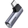 UGREEN Adattatore USB C a Jack 3.5mm per Cuffie 90 Gradi Connettore Type C con DAC Chip Compatibile con iPhone 17 Pro Max Air Galaxy S25 Ultra Pixel 9 Xiaomi (Gray)