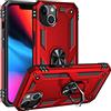 Fetrim Custodia per iPhone 13, Cover PC TPU Cassa Shell Supporto di Anello Rotante Case per Apple iPhone 13 Rosso
