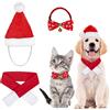 MELLIEX 3 Pezzi Costume di Natale per Animali Domestici Sciarpa di Natale Campana Cravatta a Farfalla Cappello da Natale per Gatti Cani Animali Domestici Accessori per Costumi Natale