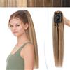 SEGO Coda Capelli Veri Extension Clip Pinza Coda di Cavallo Ponytail Naturale Remy Human Hair Lisci Umani Fascia Unica 40cm 105g - # Castano Cioccolato balayage Biondo Scuro