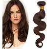 SEGO Extension Matassa Capelli Veri Tessitura Brasilian Human Hair Ricci Mossi 100g Una Fascia senza Clip 35cm #2 Marrone Scuro
