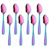 BISDARUN Colorati Arcobaleno Cucchiaini da Caffè Latte Piccoli Cucchiaini da tè acciaio inossidabile 8pezzi 13,5cm cucchiaio mini supoon per Mescolando cucchiai da dessert di marmellata di espresso