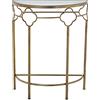 DRW Tavolo da Ingresso semicircolare in Metallo e Specchio Dorato 60 x 30,5 x 75 cm, Oro, 60x30,5x75cm