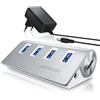 CSL-Computer Primewire - Attivo 3.0 USB Hub a 4 Porte - Incluso Alimentatore - 4 Port Hub distributore - per Notebook Netbook Computer Portatile ultrabook Tablet PC Mac MacBook