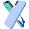 ORNARTO Custodia in Silicone Liquido per iPhone Xs Max, Cover Sottile in Silicone Liquido in Gomma Gel Morbida per iPhone Xs Max (2018) 6,5 pollici-Azzurro