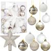 Aurasky Palline di Natale Bianco Oro, 30pcs, 3CM Mini Palla di Natalizie, Decorazioni Albero di Natale, di Plastica per Vacanze Feste