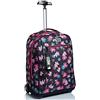 Appack Big Trolley Scuola, Nero Fantasia, Yuzer, 2 in 1, Doppio Uso, Zaino con Carrello Fisso e Crossover System, Viaggio, Bambina Ragazza