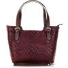 Firenze Artegiani Bolso Tote De Mujer Piel Auténtica, Grabado Trenzado Geométrico Lacado Borsa Messenger, 37 cm, Rosso (Granate oscuro)