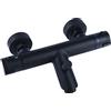 Cornat Noir Black Edition NERS2 - Rubinetto con miscelatore termostatico, corpo in ottone nero opaco, impugnatura di selezione della temperatura e blocco acqua calda, per montaggio a parete, NERS2