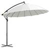 Outsunny Ombrellone Decentrato da Giardino Φ296cm, Ombrellone a Braccio per Esterni Bianco Crema con Base a Croce|Aosom