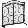 HOMCOM Parascintille per Camino in Metallo Nero con 2 Porte Chiusura a Clip, 88x30x89 cm|Aosom