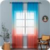 GIRASOLE HOME Coppia Tende Voile Semi Trasparenti Colore Sfumato Blu e Rosso Tenda per Soggiorno Camera Cameretta Cucina e Interni 2 Pannelli con Tasca 70x258cm