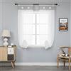GIRASOLE HOME Coppia Tende Bianche Semi Trasparenti Orlo Superiore Grigio con Centrini Ricamati Tenda Misto Lino Stile Shabby Chic per Camera Balcone Finestra e Interni 2 Pannelli con Tasca (Grigio, 60x240cm)