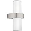 Eglo Beverly Lampada da parete per esterni, lampada da esterno a 2 luci, applique in acciaio inox argentata e con vetro bianco satinato, attacco E27, IP44