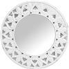 DRW Specchio da parete rotondo in legno traforato bianco 60 x 2 cm