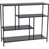 DRW Tavolo da Ingresso in Metallo con Ripiani in Vetro Nero 100 x 30 x 85 cm, Vari, Grande