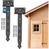 KOTARBAU® Set di 2 Cerniere per Cancello Legno 300 mm - Polvere Rivestita - Cerniere per Porte in Legno per Cancelletto Giardino Cerniera Porta Legno Cardini per Cancello Nero
