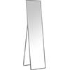 DRW Specchio da terra con cornice in metallo argentato, 37 x 4 x 150 cm