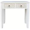 DRW Tavolo da Ingresso con 2 cassetti in Legno MDF Abete Bianco 78 x 30 x 78 cm, 78x30x78cm