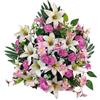 DRW - Centrotavola con Fiori cementieri Santos con Coppa in tonalità Rosa e Malva, 50 x 40 cm