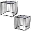 DRW Set di 2 tavoli Quadrati in Metallo con Vetro Nero 60 x 60 x 60 cm e 45 x 45 x 45 cm, Grande