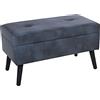 DRW Panchetta/cassettone Piede Letto in Legno DM Abete e Poliestere Tessuto Blu 80x40x44 cm, Vari, Grande
