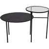 DRW Tavolo ausiliare Rotondo con 2 Livelli di Metallo con Vetro Nero 72 x 46 x 66 cm, Vari, Grande