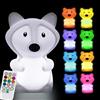 Glinrui Grande Luce Notturna volpe Luce LED bimbi e prima infanzia, Luce notte bambini in silicone a forma di simpatico animaletto, Lampada notturna con luci cangianti per cameretta neonato - Grande