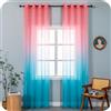 GIRASOLE HOME Coppia Tende Voile Semi Trasparenti Colore Sfumato Rosa e Celeste Tenda per Soggiorno Camera Cameretta Cucina e Interni 2 Pannelli con Occhielli 140x238cm