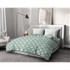 HOME LINGE PASSION Home Passion | Copripiumino - 3 Pezzi | 100% Cotone - 57 Fili | 2 Persone - 240 x 260 cm | Fox Trot Bianco & Verde