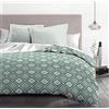 Home Linge Passion Home Passion - Copripiumino 3 pezzi, 100% cotone, 57 fili, 2 persone, 220 x 240 cm, colore: Bianco/Verde