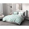 Home Linge Passion Home Passion | Copripiumino - 3 pezzi | 100% cotone - 57 fili | 2 persone - 220 x 240 cm | TEMPETE floreale verde e bianco