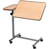 Homecraft Performance Health Dual Action Bed and Chair Table, Portable Over Bed Table, Height Adjustable Wheeled Table with Tiltable Surface, Laminated Top, Wipes Clean