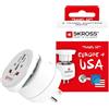 SKROSS | 1.500204-E | Combo World to USA | Adattatore da Viaggio USA ed Europa in un unico adattatore. Tensione e Potenza: 100V-1500W/250V-3750W - Adatto per Laptop e Asciugacapelli.