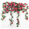 JUSTOYOU 2 pacchi 7.2ft Artificiali Falsi Ghirlanda di Rose Viti appese Fiori di Seta per Interni Matrimonio all'aperto Parete Decorazione Bagno Badroom (Bianco)