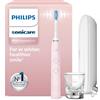 Philips Sonicare DiamondClean 9000 spazzolino elettrico sonico con app, sensore di pressione, 4 modalità di pulizia, bicchiere di ricarica e custodia da viaggio USB, colore rosa, modello HX9911/29