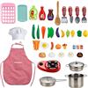 Locisne 42 Mini Kit di Giocattoli Colorati per Alimenti - Cucina per Bambini Set da Cucina E Cottura con Pentole e Padelle in Acciaio Inox, Grembiule e Cappello da Chef, Taglio di Verdure